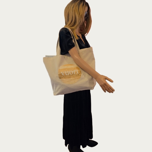 VUORI "THE RISE THE SHINE" Canvas Logo Shopper Tote EUC - Picture 3 of 13